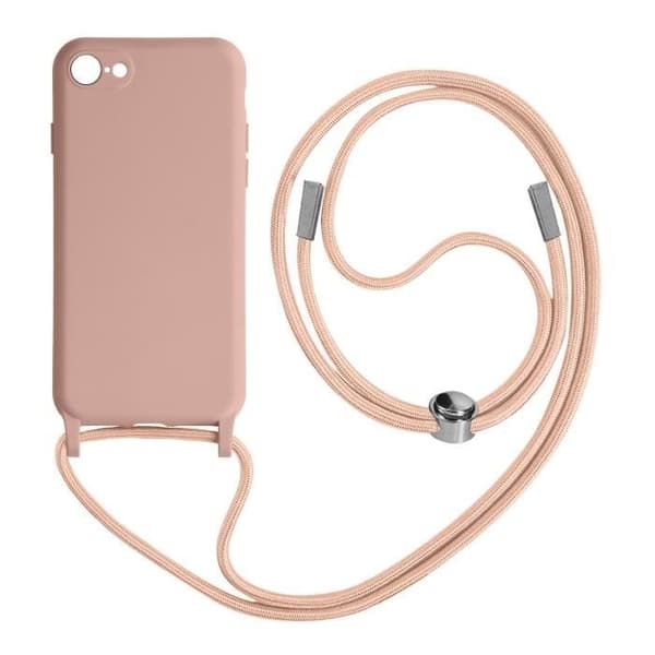 iPhone 7, 8, SE 2020 och 2022 Cord Case Halvstyv halsrem Rosa