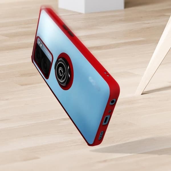 AVIZAR Skyddsfodral för Oppo A77, A57 och A57s - Röd - Metallring - Videostöd