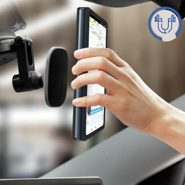 Fodral för Galaxy Z Fold 4 Bi-material Metal Ring Video Support Svart