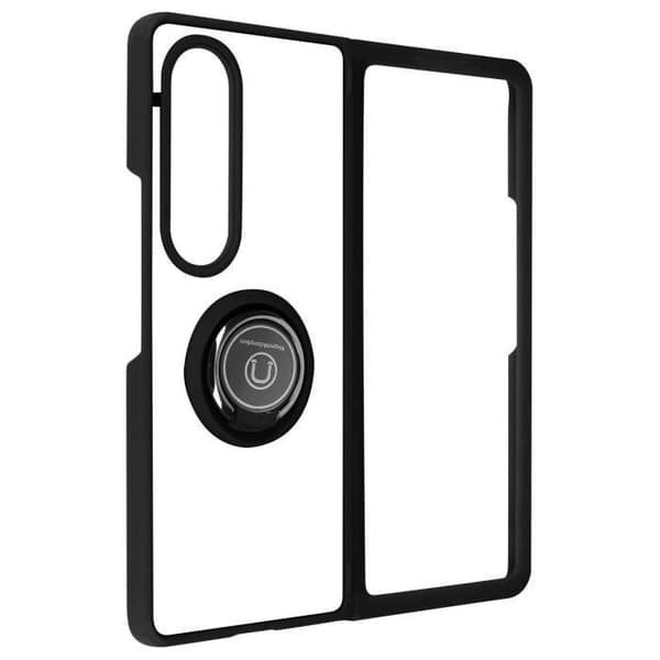 Fodral för Galaxy Z Fold 4 Bi-material Metal Ring Video Support Svart