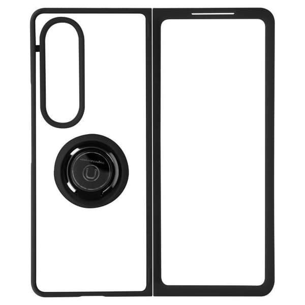 Fodral för Galaxy Z Fold 4 Bi-material Metal Ring Video Support Svart