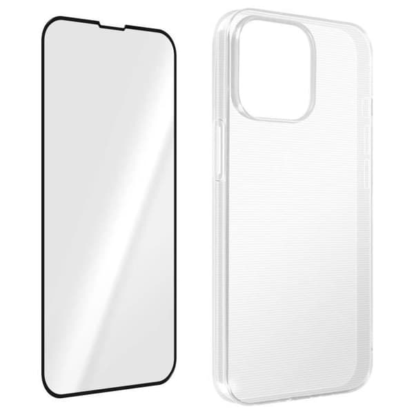 Mjukt fodral + glas iPhone 14 Pro Black Protection Pack