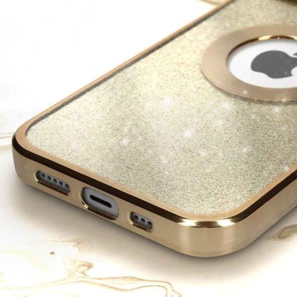 Coque iPhone 13 Paillette Or AVIZAR - Protekam Spark - Kromad kontur - Fin och lätt - Gel-silikon - Gul