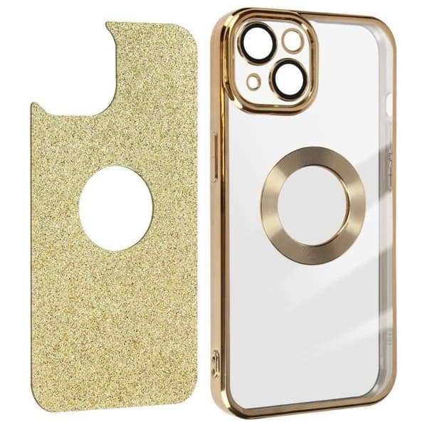 Coque iPhone 13 Paillette Or AVIZAR - Protekam Spark - Kromad kontur - Fin och lätt - Gel-silikon - Gul