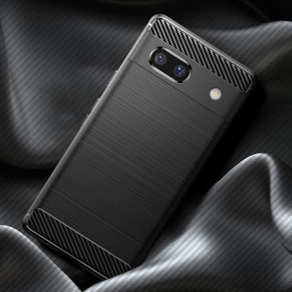Fodral för Google Pixel 7a Soft Reinforced Brushed Carbon Effect Svart