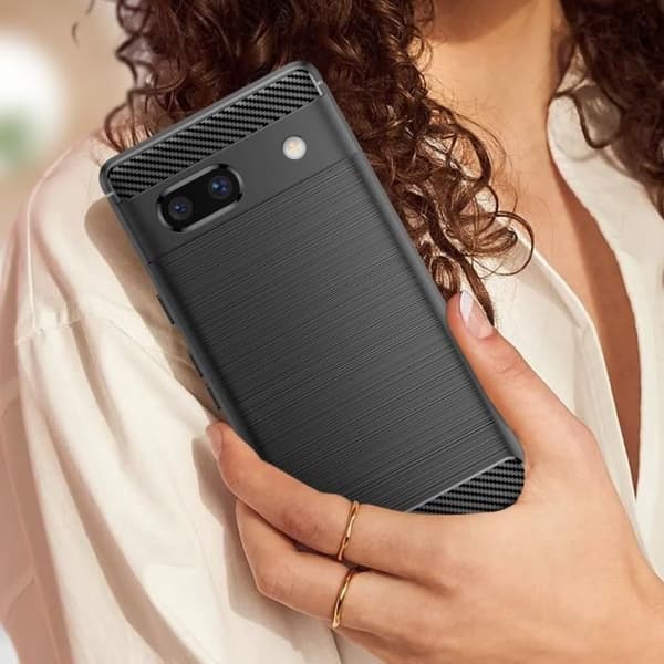 Fodral för Google Pixel 7a Soft Reinforced Brushed Carbon Effect Svart