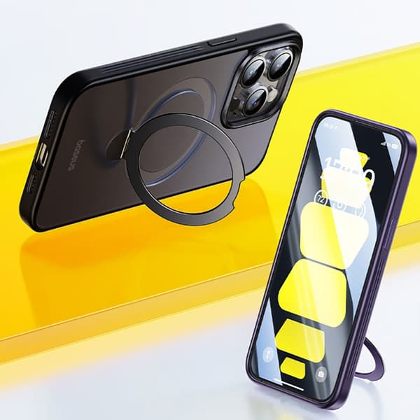 Baseus iPhone 15 Pro Kuori Smart Ring Series MagSafe Musta