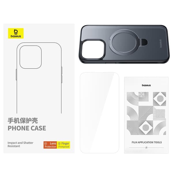 Baseus iPhone 15 Pro Max Kuori Smart Ring Series MagSafe Musta