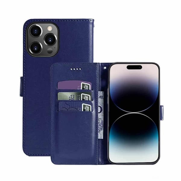 Lompakkokotelo 3-kortti Apple iPhone 15 Pro - Tummansininen