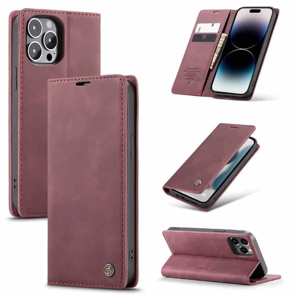CaseMe Smart Magnet FlipCase Apple iPhone 15 Pro - Burgund
