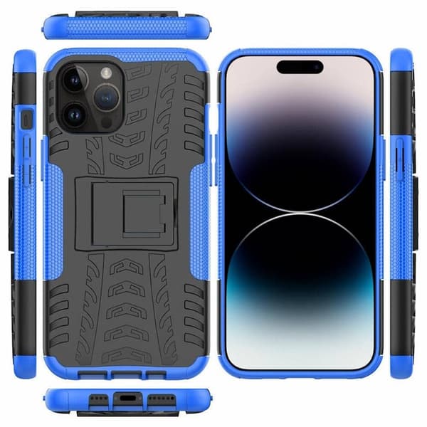 Støtsikker deksel med stativ Apple iPhone 15 Pro Max - Blå