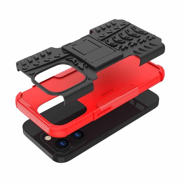 Stødbestandigt cover med stander Apple iPhone 15 Pro Max - Rød