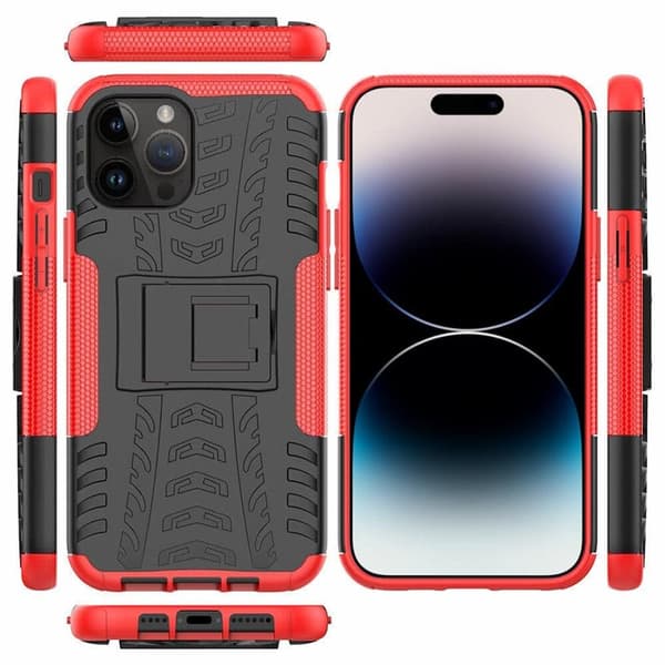 Stødbestandigt cover med stander Apple iPhone 15 Pro Max - Rød