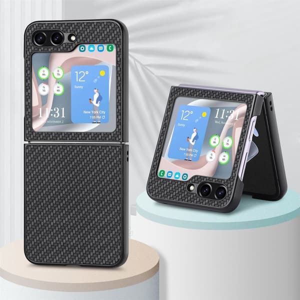 INF Hiilikuitukuvioinen takakansityyppinen puhelinkuori Samsung Galaxy Z Flip -puhelimelle Samsung Galaxy Z Flip 5