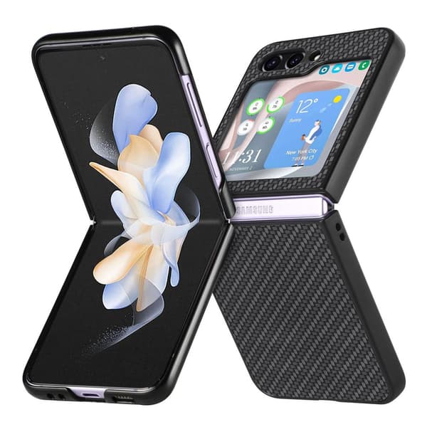 INF Hiilikuitukuvioinen takakansityyppinen puhelinkuori Samsung Galaxy Z Flip -puhelimelle Samsung Galaxy Z Flip 5