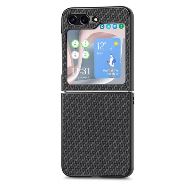 INF Hiilikuitukuvioinen takakansityyppinen puhelinkuori Samsung Galaxy Z Flip -puhelimelle Samsung Galaxy Z Flip 5