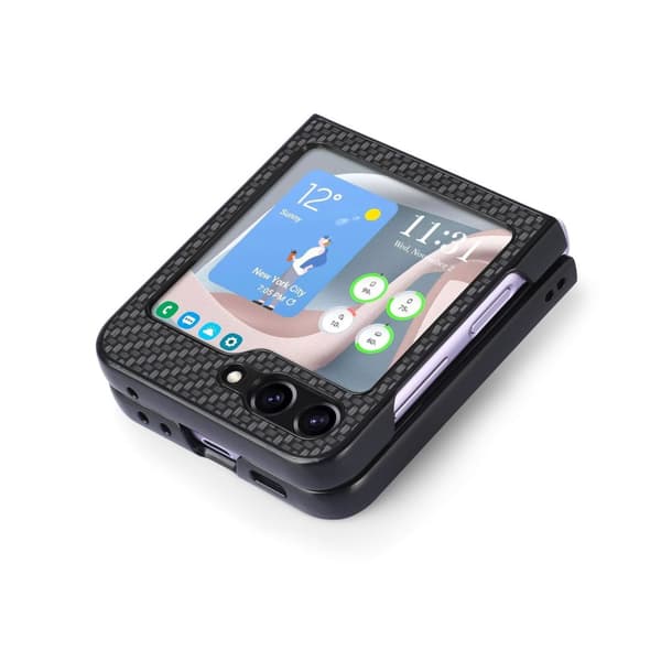 INF Hiilikuitukuvioinen takakansityyppinen puhelinkuori Samsung Galaxy Z Flip -puhelimelle Samsung Galaxy Z Flip 5