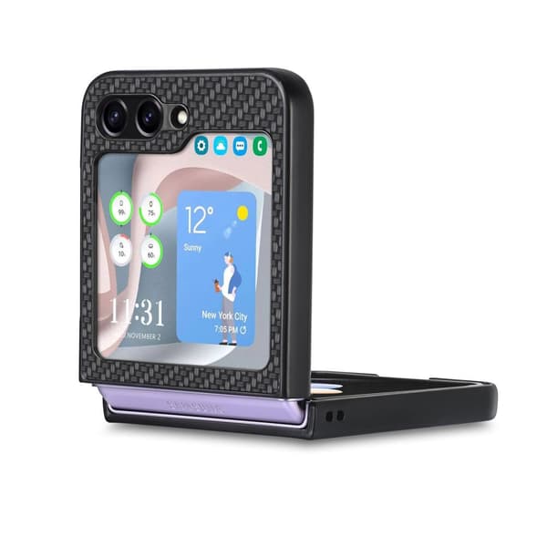 INF Hiilikuitukuvioinen takakansityyppinen puhelinkuori Samsung Galaxy Z Flip -puhelimelle Samsung Galaxy Z Flip 5