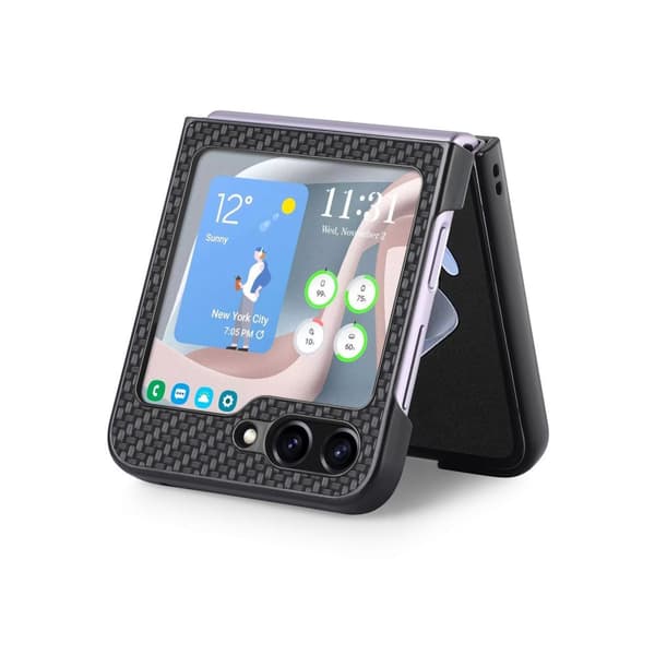 INF Hiilikuitukuvioinen takakansityyppinen puhelinkuori Samsung Galaxy Z Flip -puhelimelle Samsung Galaxy Z Flip 5