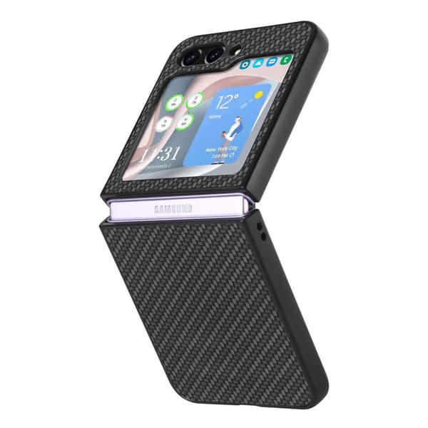 INF Hiilikuitukuvioinen takakansityyppinen puhelinkuori Samsung Galaxy Z Flip -puhelimelle Samsung Galaxy Z Flip 5