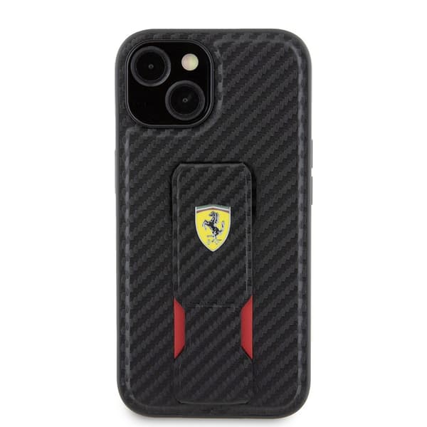 Ferrari iPhone 15 Kuori Grip Stand Function Musta
