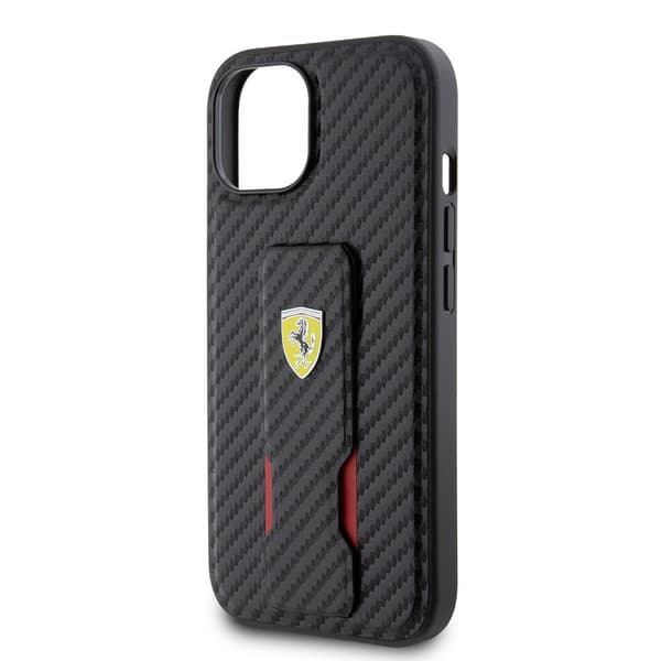 Ferrari iPhone 15 Kuori Grip Stand Function Musta