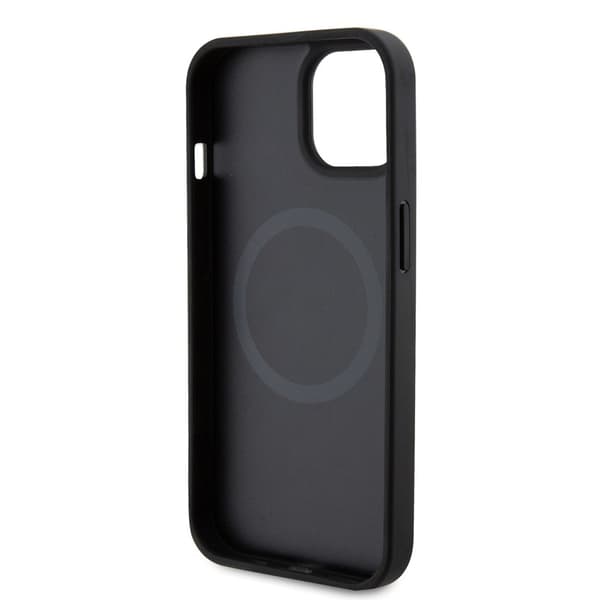 Ferrari iPhone 15 Plus Cover Carbon PU Leather MagSafe Sort