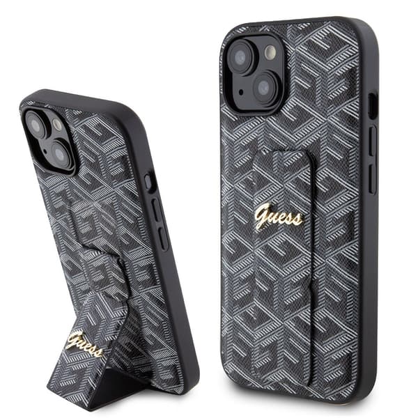 Guess iPhone 15 Skal G Cube Grip Stand Svart