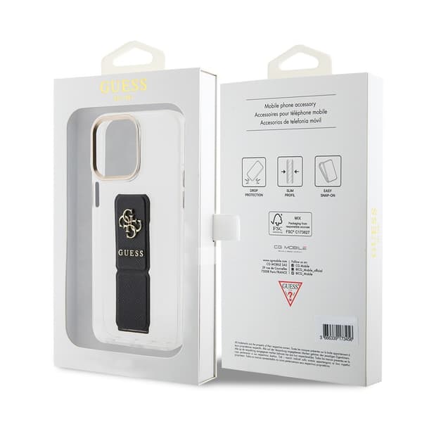 Guess iPhone 15 Pro Kuori Grip Stand Clear Läpinäkyvä