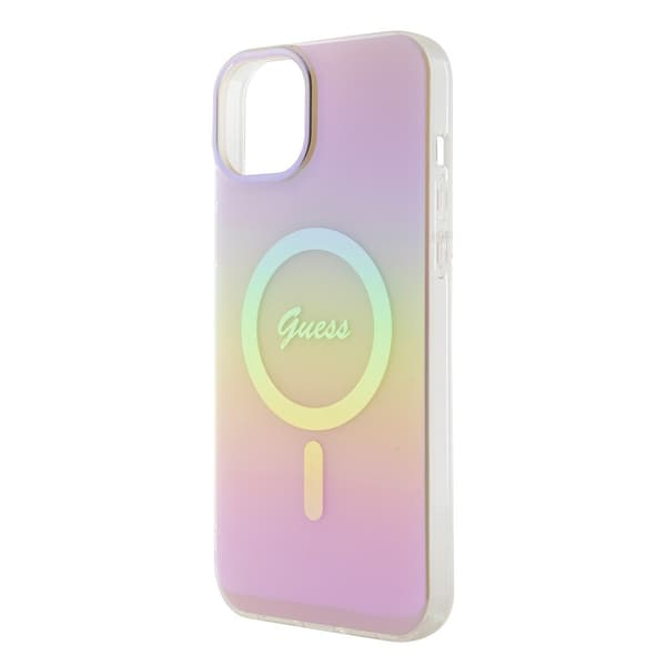 Guess iPhone 15 Kuori Script MagSafe Vaaleanpunainen