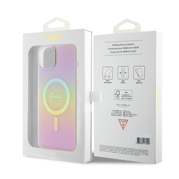 Guess iPhone 15 Kuori Script MagSafe Vaaleanpunainen