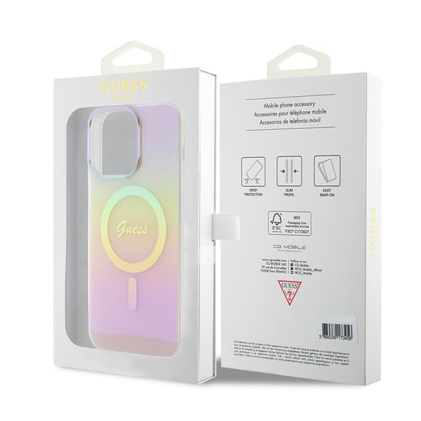 Guess iPhone 15 Pro Skal Script MagSafe Rosa