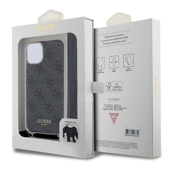 Guess iPhone 15 Cover Crossbody Cord Sort