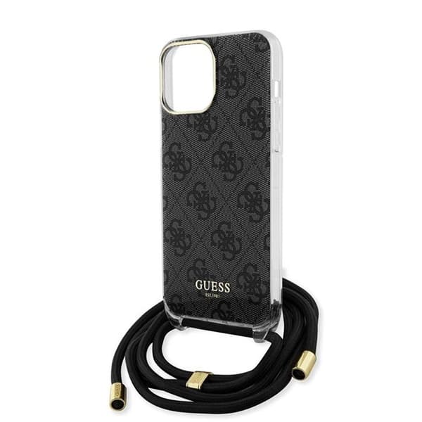 Guess iPhone 15 Pro Kuori Crossbody Cord Musta