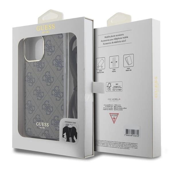 Guess iPhone 15 Pro Max Kuori Crossbody Cord Ruskea
