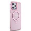 Miniatyrbild 4 av 8: Guess iPhone 15 Pro Max Skal Ring Stand Glitter MagSafe Rosa