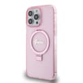 Miniatyrbild 2 av 8: Guess iPhone 15 Pro Max Skal Ring Stand Glitter MagSafe Rosa