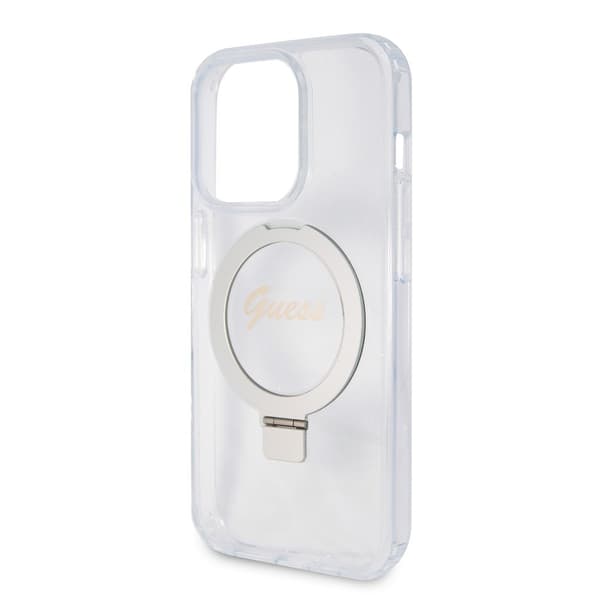 Guess iPhone 15 Pro Max Kuori Ring Stand Glitter MagSafe Läpinäkyvä