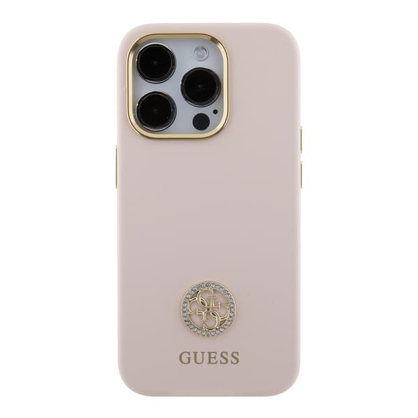 Guess iPhone 15 Pro Kuori Liquid Silicone Metal Logo Vaaleanpunainen