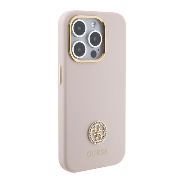 Guess iPhone 15 Pro Kuori Liquid Silicone Metal Logo Vaaleanpunainen