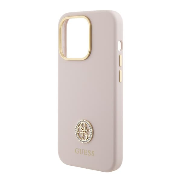 Guess iPhone 15 Pro Kuori Liquid Silicone Metal Logo Vaaleanpunainen
