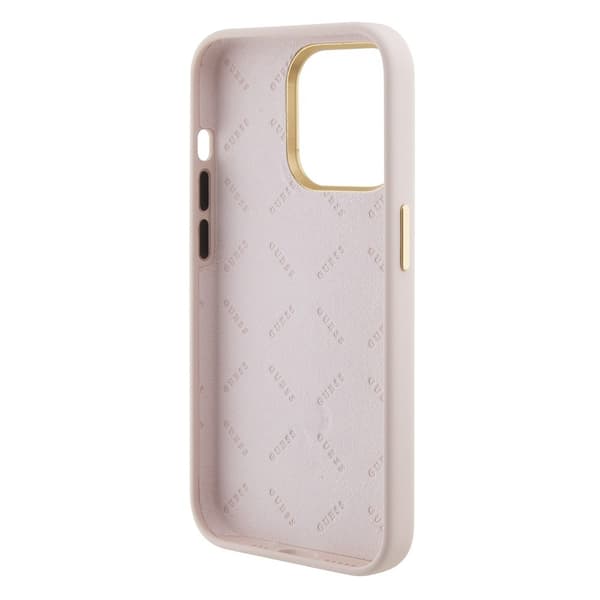 Guess iPhone 15 Pro Kuori Liquid Silicone Metal Logo Vaaleanpunainen