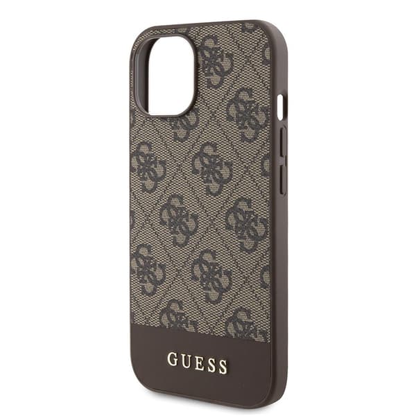 Guess iPhone 15 Kuori Bottom Stripe MagSafe Ruskea