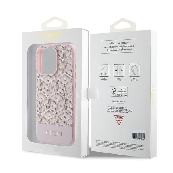 Guess iPhone 15 Pro Kuori G Cube MagSafe Vaaleanpunainen
