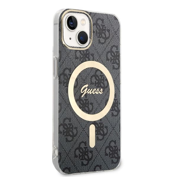 Guess iPhone 15 Kuori 4G Pattern MagSafe Musta