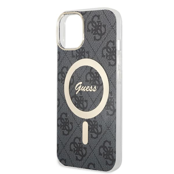 Guess iPhone 15 Kuori 4G Pattern MagSafe Musta