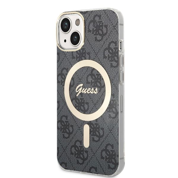 Guess iPhone 15 Kuori 4G Pattern MagSafe Musta