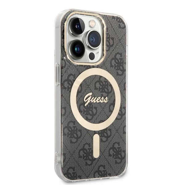 Guess iPhone 15 Pro Kuori 4G Pattern MagSafe Musta