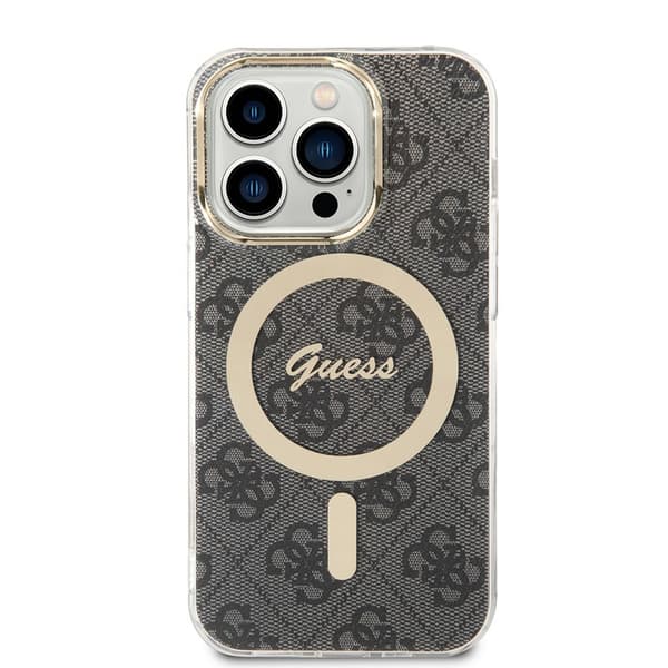 Guess iPhone 15 Pro Kuori 4G Pattern MagSafe Musta