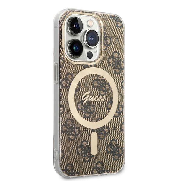 Guess iPhone 15 Pro Skal 4G Pattern MagSafe Brun